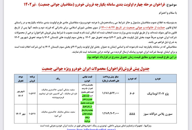 موعد تحویل خودروها آذر ماه ۱۴۰۲