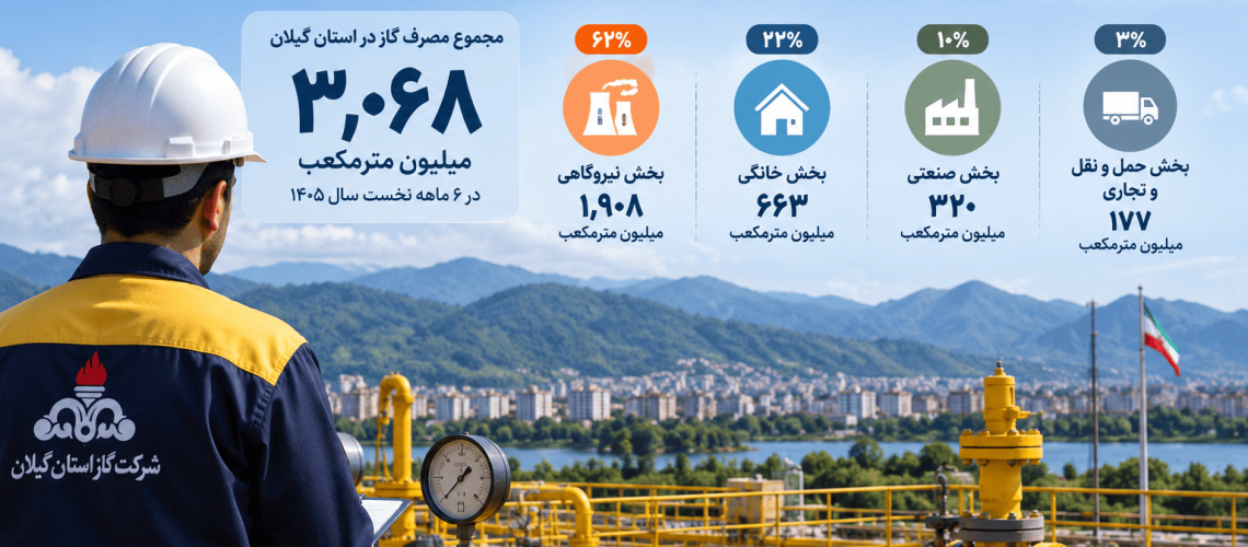 مصرف گاز در گیلان